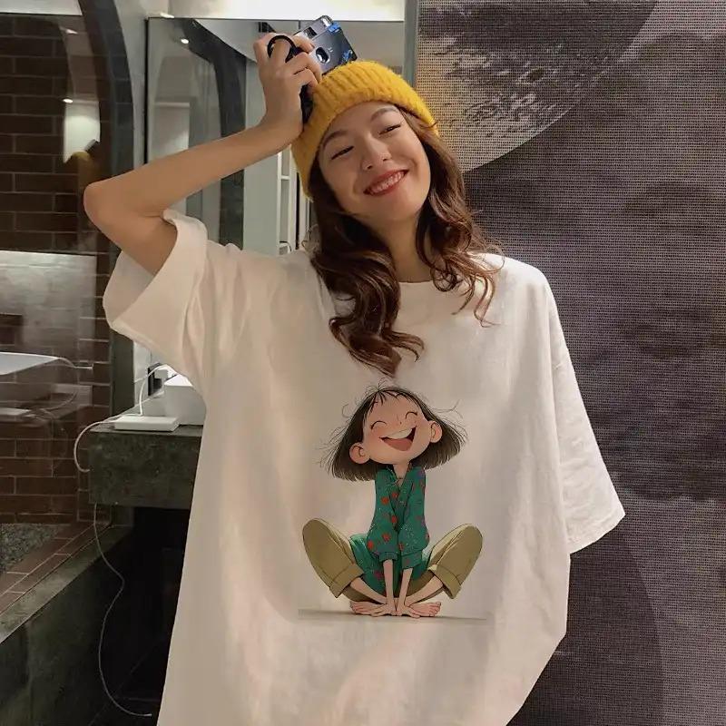 Womens 100 Cotton T Shirt With Cartoon Girl Print Loose Casual White Short Sleeve Top L белый
Womens 100 Cotton T Shirt With Cartoon Girl Print Loose Casual White Short Sleeve Top L белый