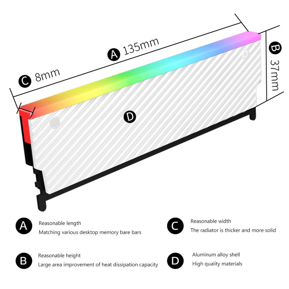 5V 3PIN ARGB RAM Heatsink Radiator Cooler Aluminum Alloy with Thermal Silicone Pad for DDR2 DDR3 DDR4 DDR5 Desktop PC Memory срібний
5V 3PIN ARGB RAM Heatsink Radiator Cooler Aluminum Alloy with Thermal Silicone Pad for DDR2 DDR3 DDR4 DDR5 Desktop PC Memory срібний