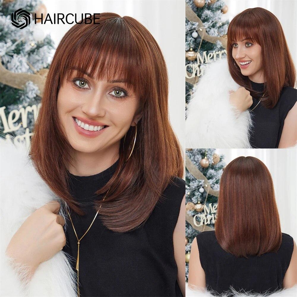 HAIRCUBE Натуральні чорні хвилясті перуки зі суміші людського волосся Синтетичні перуки довжиною до плечей із чубчиком Термостійкі використання для жінок з людським волоссям
HAIRCUBE Натуральні чорні хвилясті перуки зі суміші людського волосся Синтетичні перуки довжиною до плечей із чубчиком Термостійкі використання для жінок з людським волоссям