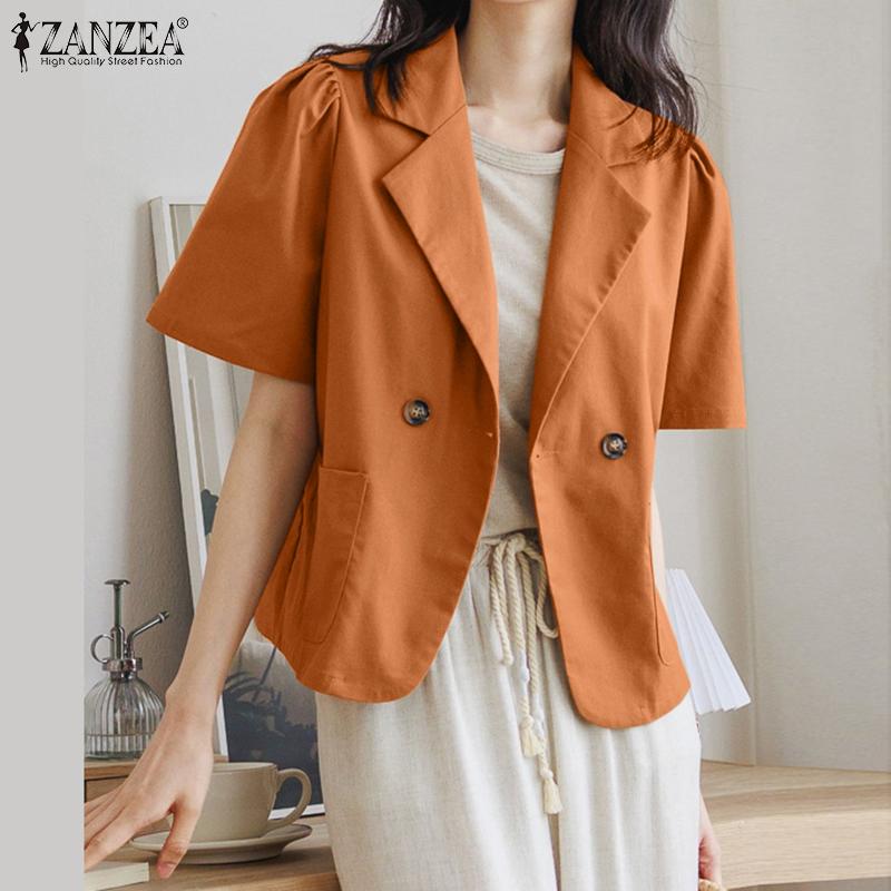 ZANZEA Женский повседневный летний кардиган с отложным воротником и короткими рукавами, блузка 
ZANZEA Женский повседневный летний кардиган с отложным воротником и короткими рукавами, блузка