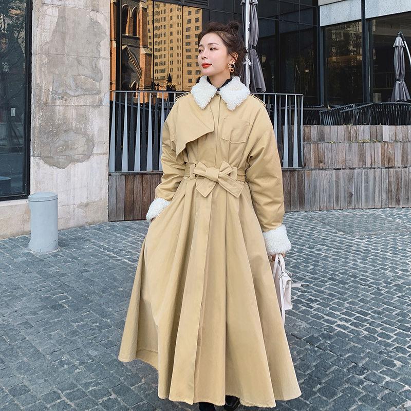 Ветровка, хлопковая куртка, женская средняя длина, свободная талия до колена, хлопковая стеганая толстая хлопковая куртка, зимняя теплая куртка S