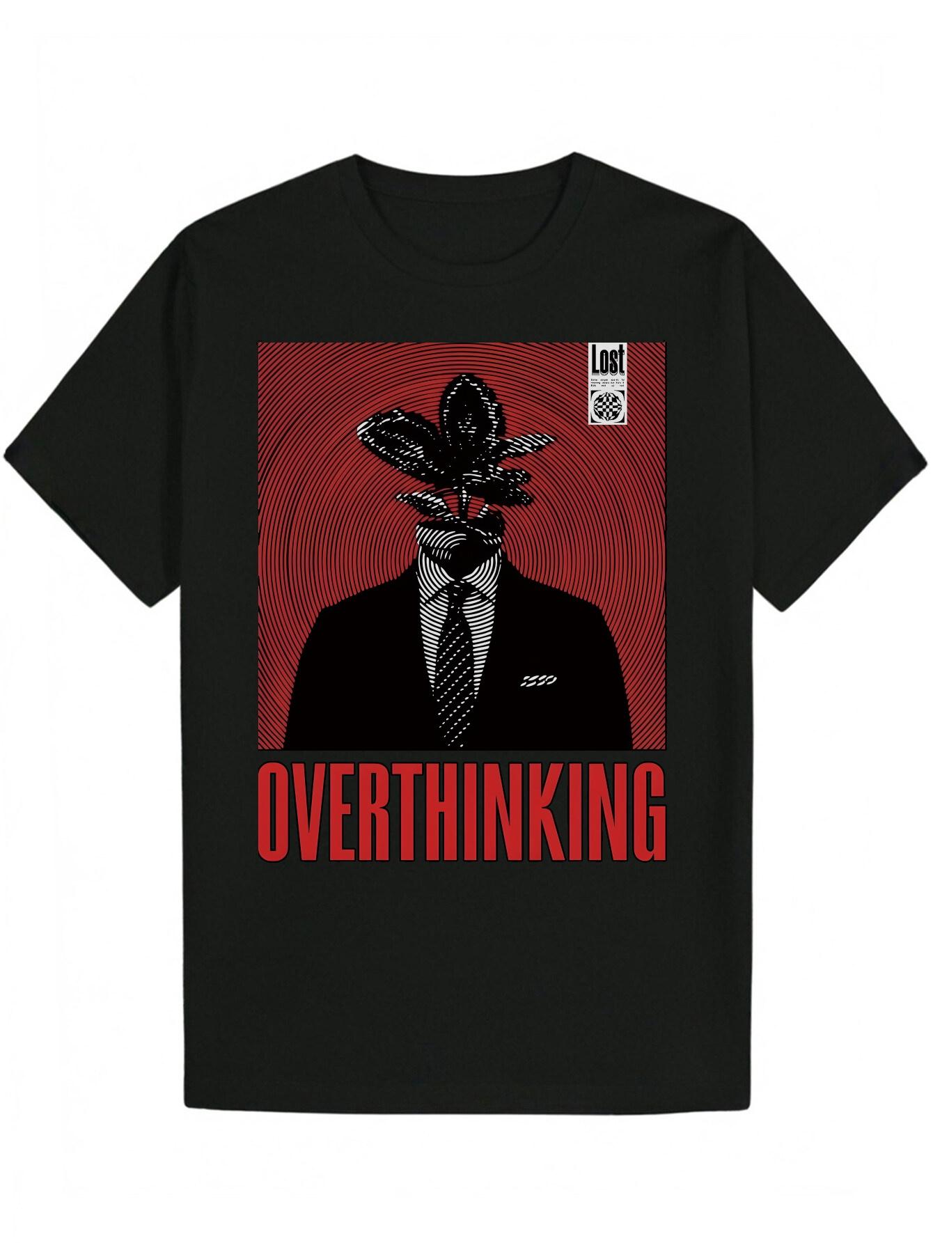 Graphic T-shirt - Suit Portrait & OVERTHINKING Text Design - Black with Red Accents - Lightweight Polyester Casual Summer Tee for Office Parties L
Graphic T-shirt - Suit Portrait & OVERTHINKING Text Design - Black with Red Accents - Lightweight Polyester Casual Summer Tee for Office Parties L