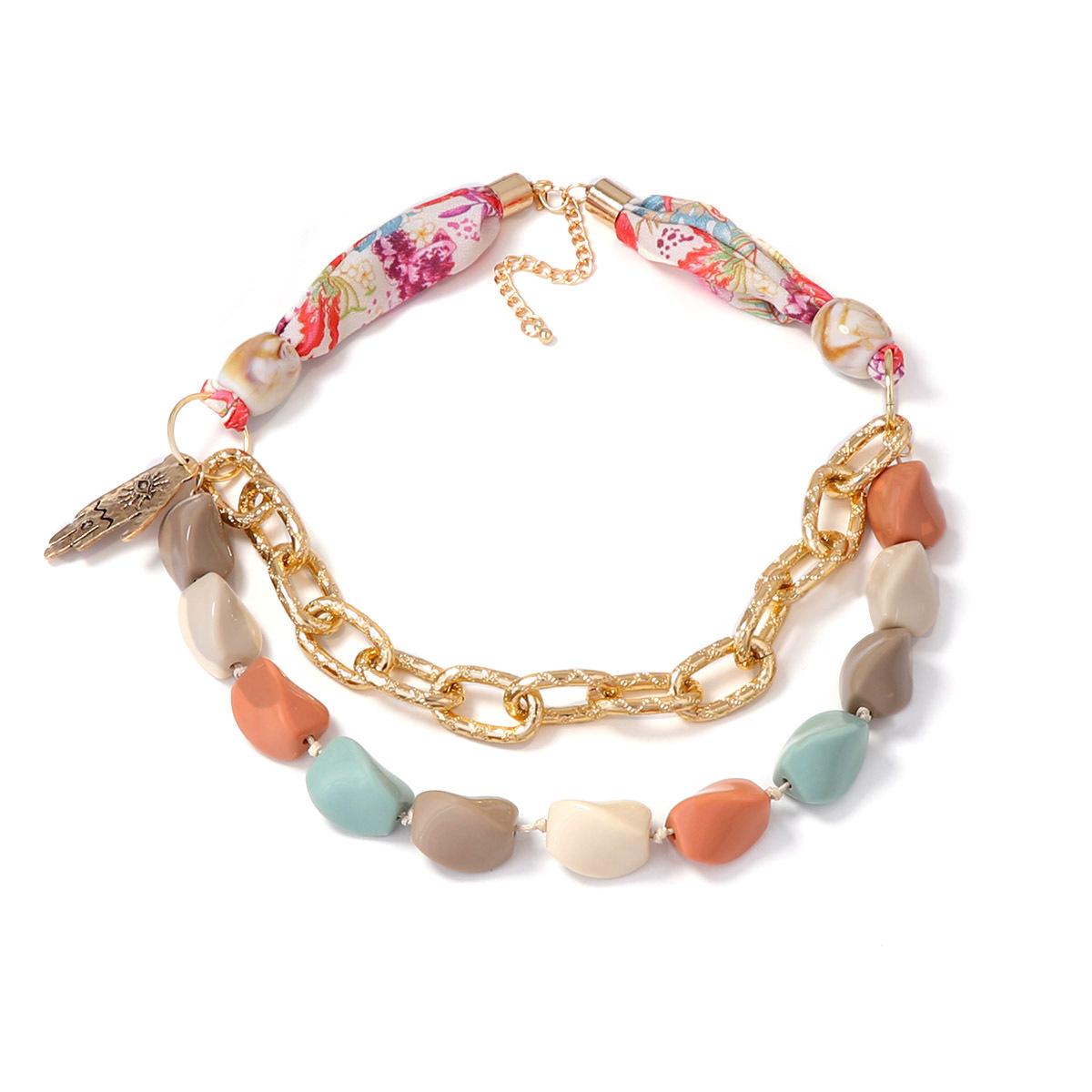 Personality trend, European and American creative design, ribbon geometric string, multi-colored bead pendant necklace, versatile necklace
Personality trend, European and American creative design, ribbon geometric string, multi-colored bead pendant necklace, versatile necklace