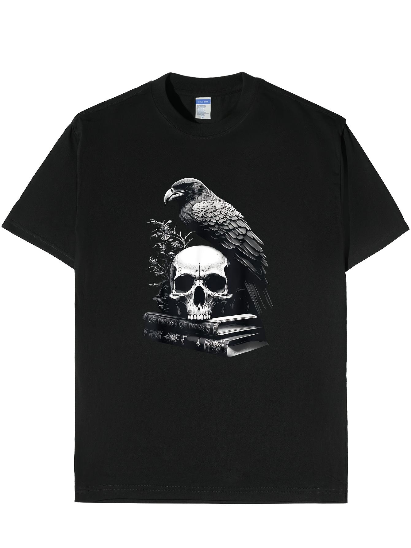 Men Skull Crow Graphic Cotton T-Shirt - Regular Fit Crew Neck Short Sleeve Casual Wear Edgy Gothic Streetwear Men Clothing 4XL
Men Skull Crow Graphic Cotton T-Shirt - Regular Fit Crew Neck Short Sleeve Casual Wear Edgy Gothic Streetwear Men Clothing 4XL