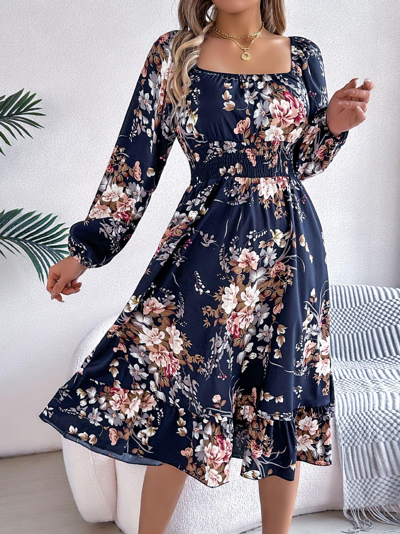 women s Square Neck Floral Print Long Sleeve High Waist Ruffled Hem A Line Midi Dress Casual Sundress XL
women s Square Neck Floral Print Long Sleeve High Waist Ruffled Hem A Line Midi Dress Casual Sundress XL