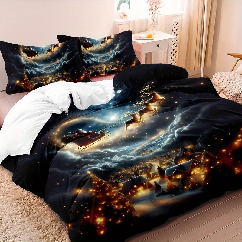 3Pcs Cover Set 1Pc Cover 2Pcs Pillowcases Without Core Ultra-Soft Comfortable Breathable Christmas Santa Reindeer Village Winter Duvet Cover Set&EU Single(135x200cm)
3Pcs Cover Set 1Pc Cover 2Pcs Pillowcases Without Core Ultra-Soft Comfortable Breathable Christmas Santa Reindeer Village Winter Duvet Cover Set&EU Single(135x200cm)