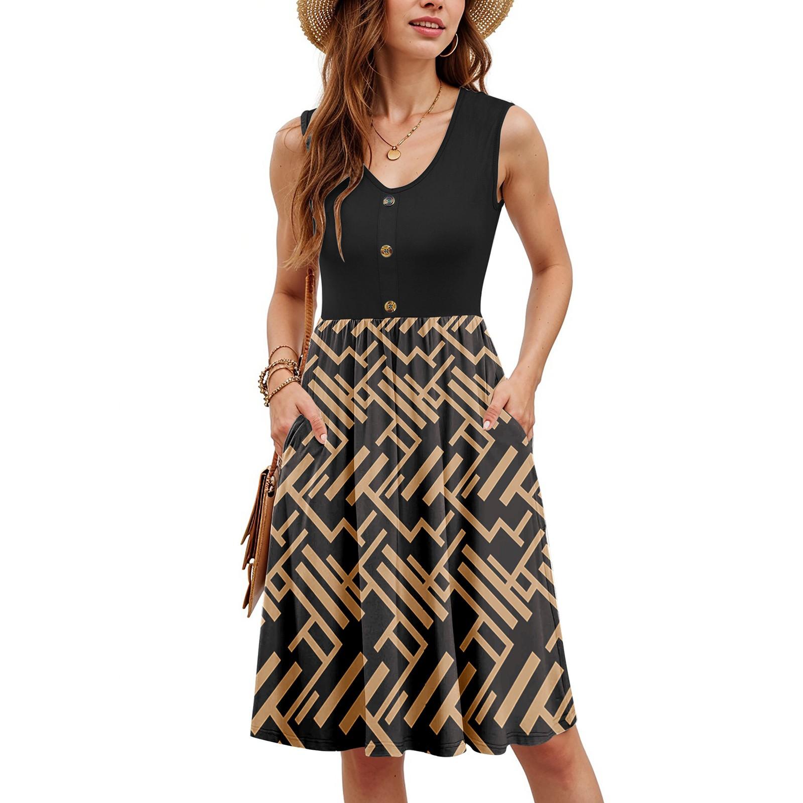Women Summer Dresses Sleeveless Casual Loose Swing Button Down Midi Sundress With Pockets M світло-коричневого кольору
Women Summer Dresses Sleeveless Casual Loose Swing Button Down Midi Sundress With Pockets M світло-коричневого кольору
