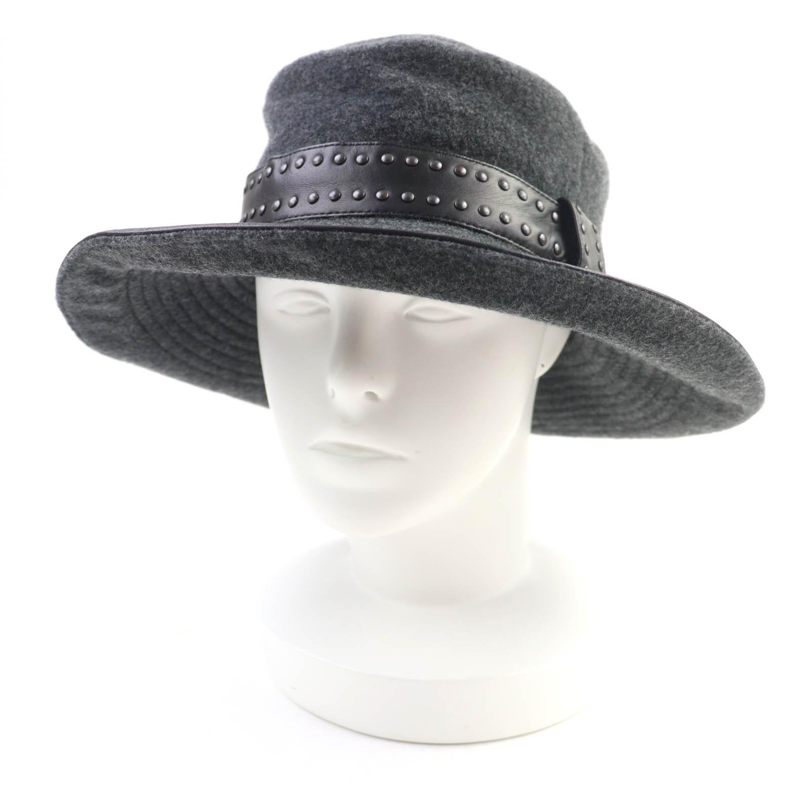 Excellent HERMES hat Leather trim with studs Gray black cashmere Women 57 Used
Excellent HERMES hat Leather trim with studs Gray black cashmere Women 57 Used