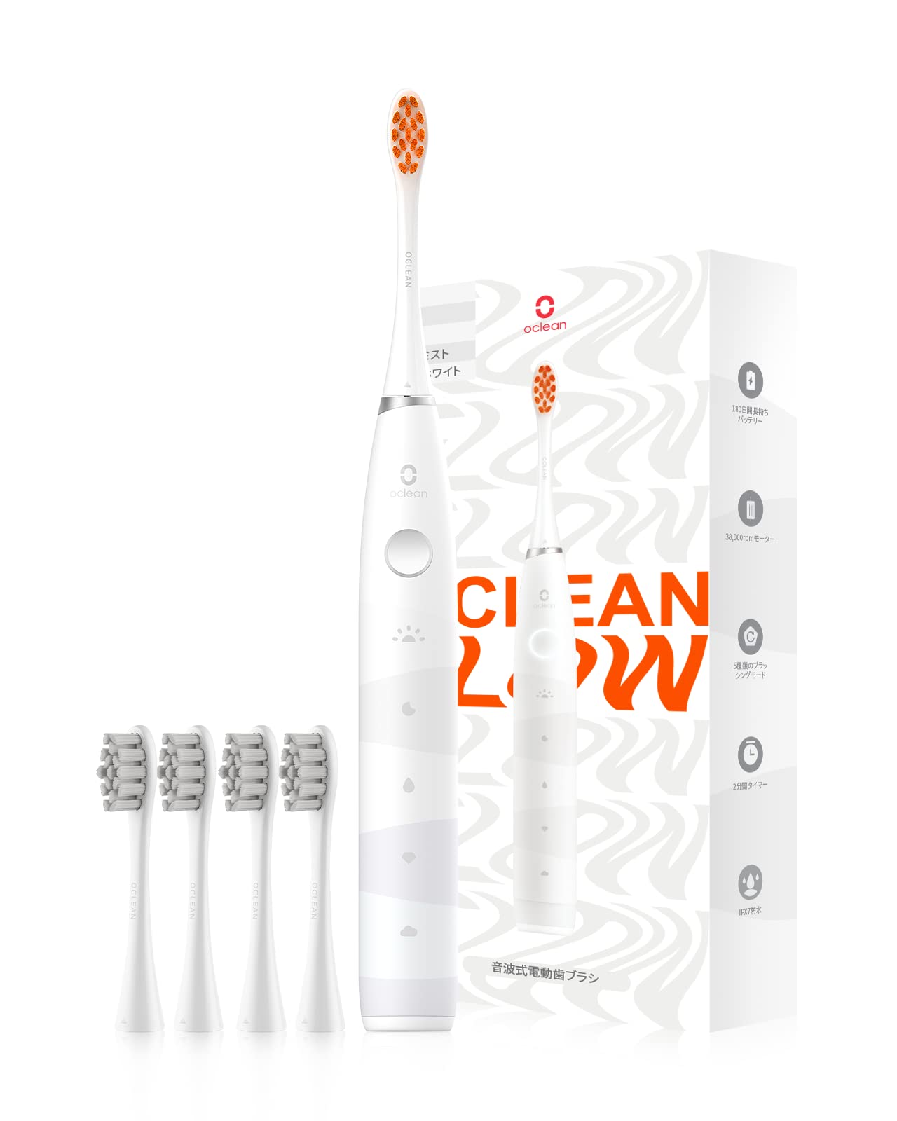UNPO Oclean Flow Electric, пригодная для использования до 180 4 сменных ультразвуковых 5 режимов зубной щетки, Дни, щетки, зубная щетка, (белый)
UNPO Oclean Flow Electric, пригодная для использования до 180 4 сменных ультразвуковых 5 режимов зубной щетки, Дни, щетки, зубная щетка, (белый)