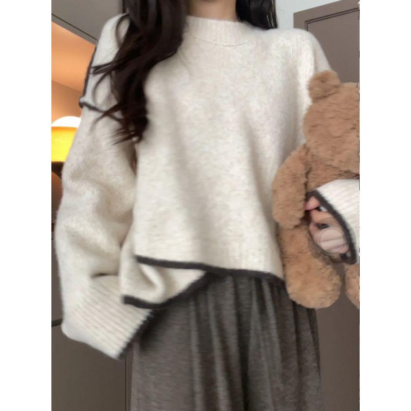 Irregular Design Contrast Color Sweater Women New Autumn and Winter Loose Idle Style Soft Glutinous High-Grade Pullover Knit Apricot S
Irregular Design Contrast Color Sweater Women New Autumn and Winter Loose Idle Style Soft Glutinous High-Grade Pullover Knit Apricot S