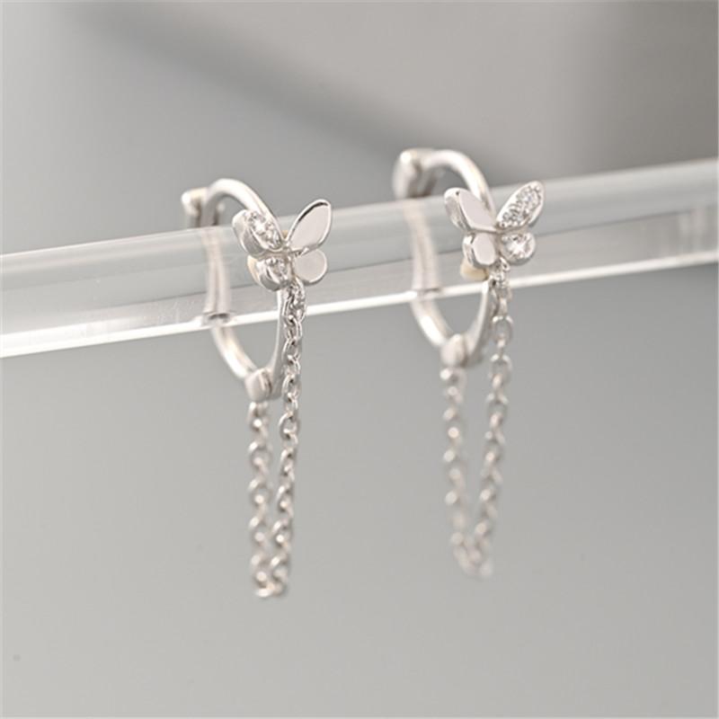 925 Sterling Silver Korean Temperament Tassel Inlaid Zircon Stud Earrings for Women Hypoallergenic Cute Butterfly Jewelry Gift срібний
925 Sterling Silver Korean Temperament Tassel Inlaid Zircon Stud Earrings for Women Hypoallergenic Cute Butterfly Jewelry Gift срібний