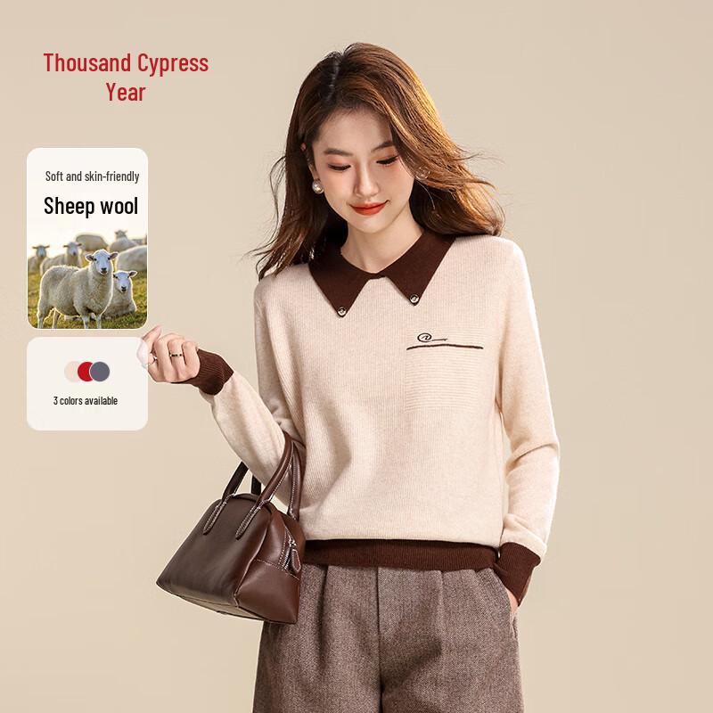 Qianbainian Women s 100% Pure Wool Faux Two-Piece Peter Pan Collar Sweater M
Qianbainian Women s 100% Pure Wool Faux Two-Piece Peter Pan Collar Sweater M