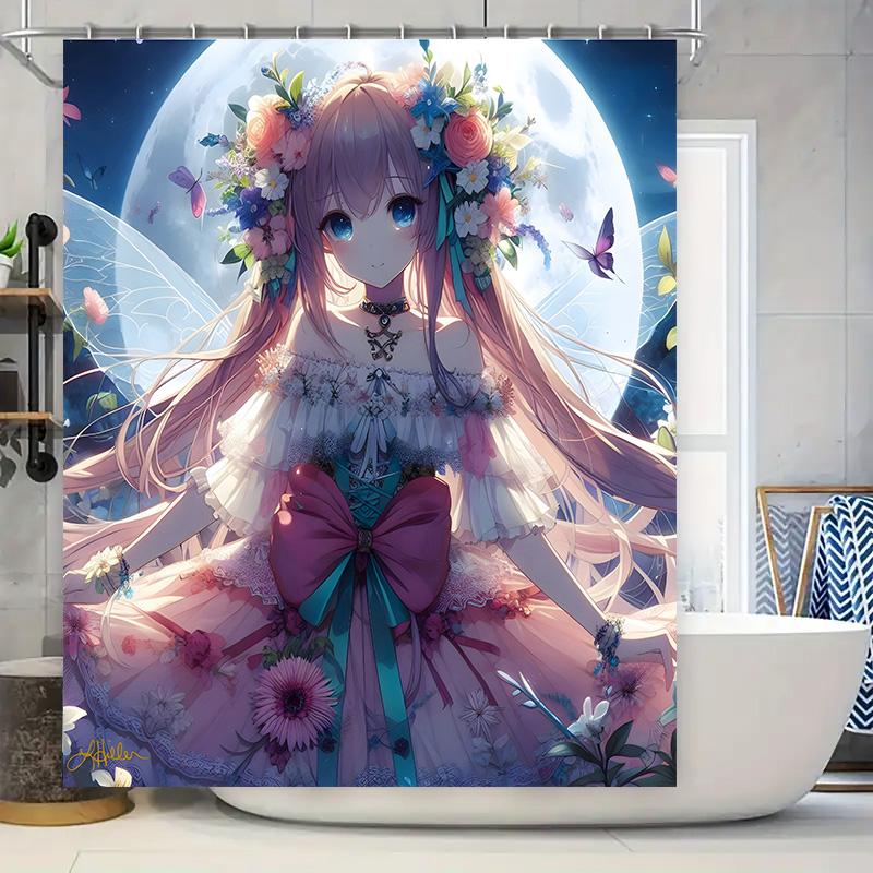 Fantasy Anime Girl Shower Curtain Romantic Moonlight Floral Party Princess Decoration Home Bathroom Decor W60H190(CM)-1 Pcs
Fantasy Anime Girl Shower Curtain Romantic Moonlight Floral Party Princess Decoration Home Bathroom Decor W60H190(CM)-1 Pcs
