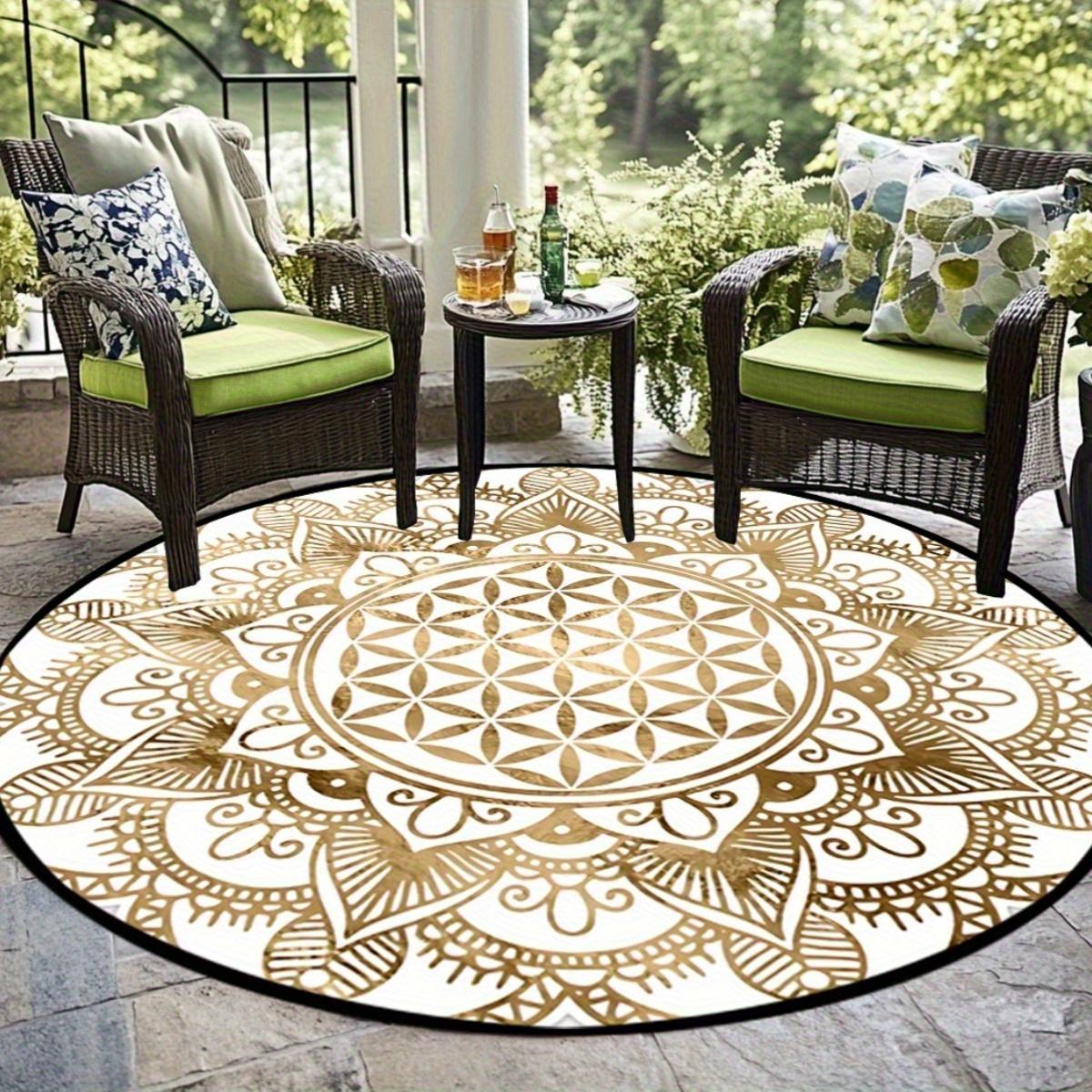 2D Flat Mandala Flower Rug, Black & White Complex Design, Non-Slip Pads, Flatweave for Living Room/Entryway 80cmx80cm
2D Flat Mandala Flower Rug, Black & White Complex Design, Non-Slip Pads, Flatweave for Living Room/Entryway 80cmx80cm