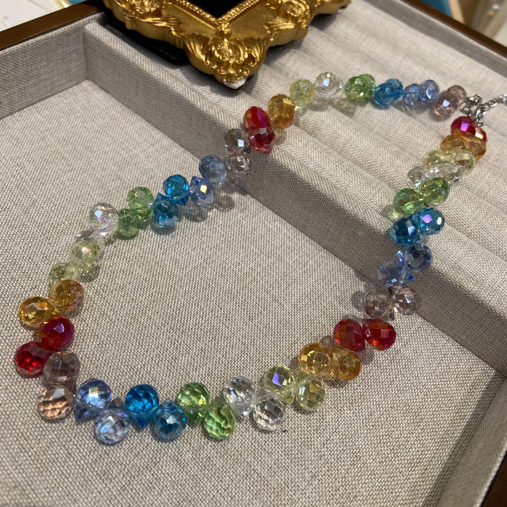 Color Transparent Horizontal Hole Water Drop Crystal Beaded Necklace Light Luxury Jewelry Cute Sweet Girl Colored Beaded Neck Chain
Color Transparent Horizontal Hole Water Drop Crystal Beaded Necklace Light Luxury Jewelry Cute Sweet Girl Colored Beaded Neck Chain