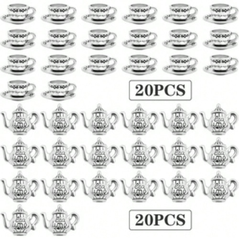 40PCS Silvery Plated Metal Teapot & Tea Cup Charms Pendants - Collectible Figurines Mug Findings for DIY Necklace Keychain Craft Making Valentine
40PCS Silvery Plated Metal Teapot & Tea Cup Charms Pendants - Collectible Figurines Mug Findings for DIY Necklace Keychain Craft Making Valentine