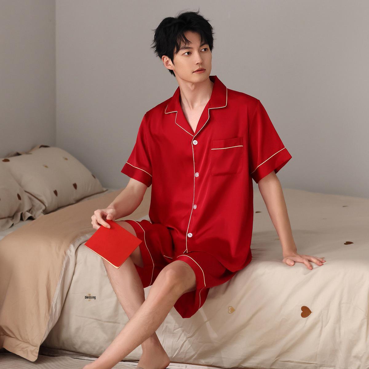 Red Bridal & Groom Pajama Set - Women s Summer Ice Silk Short Sleeve & Men s Matching Sleepwear 3XL
Red Bridal & Groom Pajama Set - Women s Summer Ice Silk Short Sleeve & Men s Matching Sleepwear 3XL