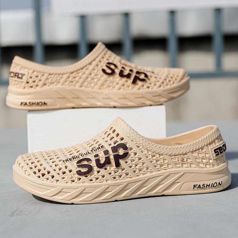 Пещерная обувь мужская летняя нескользящая модная приливная повседневная платформа сандалии дышащая корейская версия Баотоу пляжная обувь для рафтинга 44 yards/standard sneaker size хаки