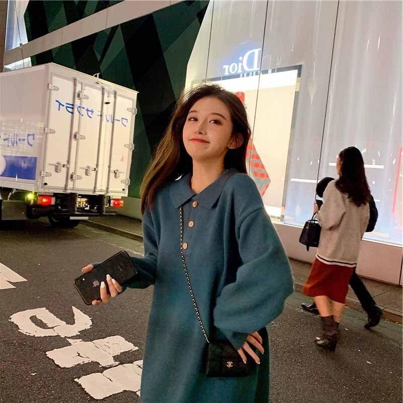 Осень и зима новый женский свитер для кофе-брейка длинное платье свободное и тонкое темперамент поло воротник подкладка вязаное платье XL озеро синий
Осень и зима новый женский свитер для кофе-брейка длинное платье свободное и тонкое темперамент поло воротник подкладка вязаное платье XL озеро синий