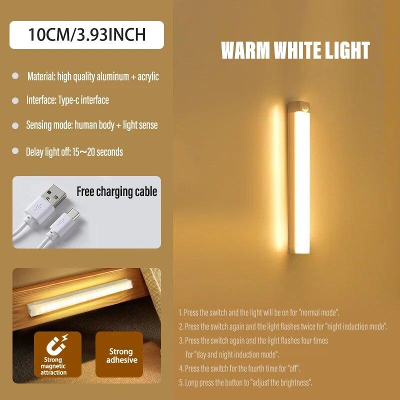10CM/3.87inch Magnetic Smart Sensor Cabinet Light Rechargeable Night Light Home Closet Light Support Infinitely Dimmable
10CM/3.87inch Magnetic Smart Sensor Cabinet Light Rechargeable Night Light Home Closet Light Support Infinitely Dimmable