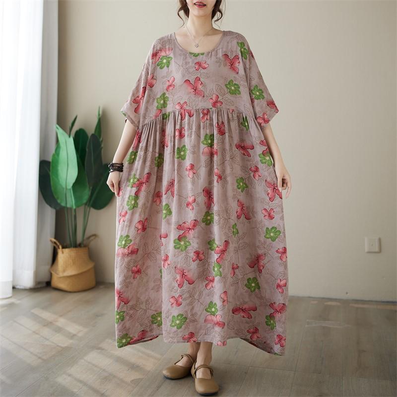 Новое хлопковое платье больших размеров с коротким рукавом и цветочным принтом для женщин, повседневное свободное длинное летнее платье
Новое хлопковое платье больших размеров с коротким рукавом и цветочным принтом для женщин, повседневное свободное длинное летнее платье