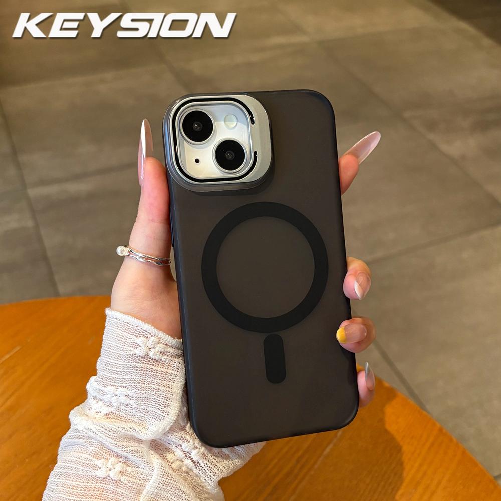 KEYSION Matte Translucent Lens Stand Phone Case for MagSafe for iPhone 13 14 15 Pro Max Magnetic Shockproof Back Cover for iPhone 15 чёрный
KEYSION Matte Translucent Lens Stand Phone Case for MagSafe for iPhone 13 14 15 Pro Max Magnetic Shockproof Back Cover for iPhone 15 чёрный