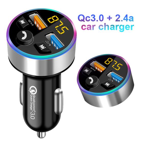 Bluetooth 5.0 MP3-плеер QC3.0 + 2.4A Автомобильное зарядное устройство с быстрой зарядкой FM-передатчик чёрный
Bluetooth 5.0 MP3-плеер QC3.0 + 2.4A Автомобильное зарядное устройство с быстрой зарядкой FM-передатчик чёрный