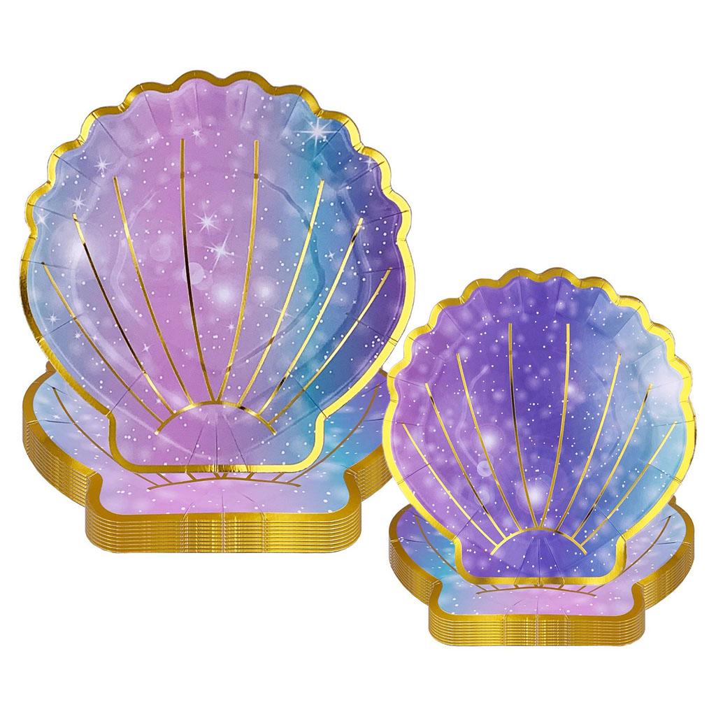 Mermaid Shell Shape Plates Hot Stamping Gold Mermaid Shell Theme Tableware Kids Girls Happy Little Mermaid Birthday Party Decor
Mermaid Shell Shape Plates Hot Stamping Gold Mermaid Shell Theme Tableware Kids Girls Happy Little Mermaid Birthday Party Decor