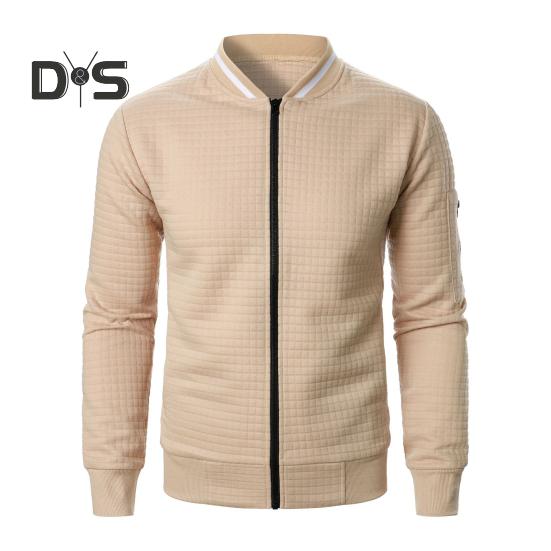 Мужская куртка осень-зима однотонная вафельная текстура толстовка куртка с карманами застежка-молния повседневная верхняя одежда спортивная одежда M хаки