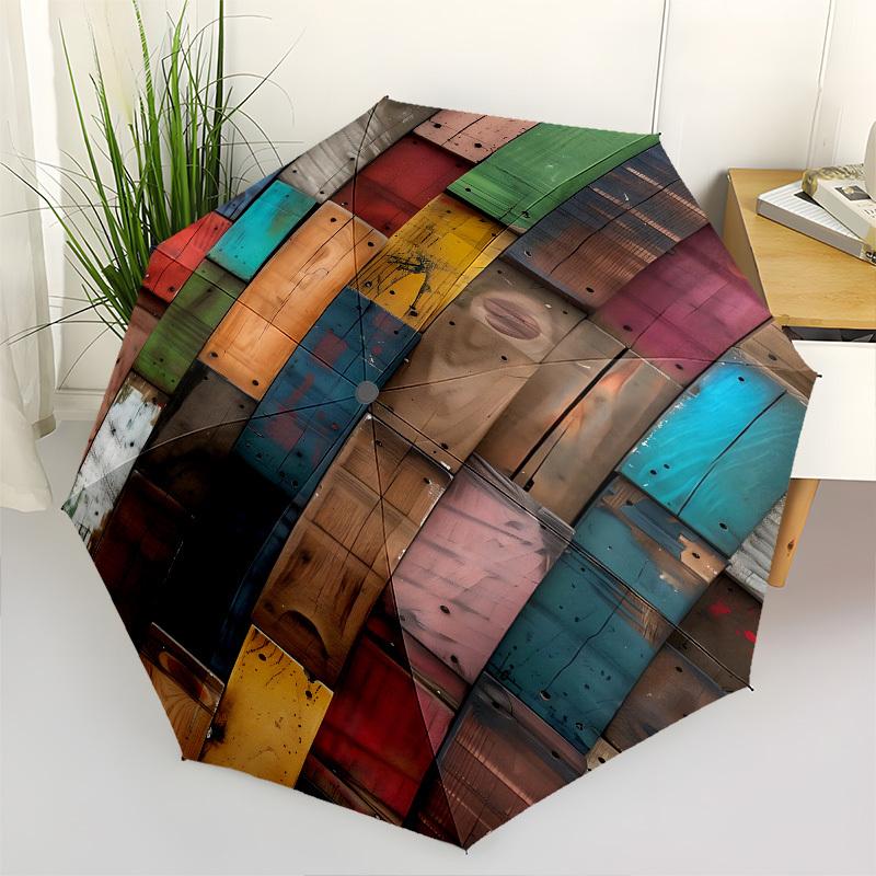 Wooden Planks Colorful Texture Themed Automatic Opening and Closing Umbrella, Brightly Colored 8-rib Portable Umbrella, Suitable for Men and
Wooden Planks Colorful Texture Themed Automatic Opening and Closing Umbrella, Brightly Colored 8-rib Portable Umbrella, Suitable for Men and