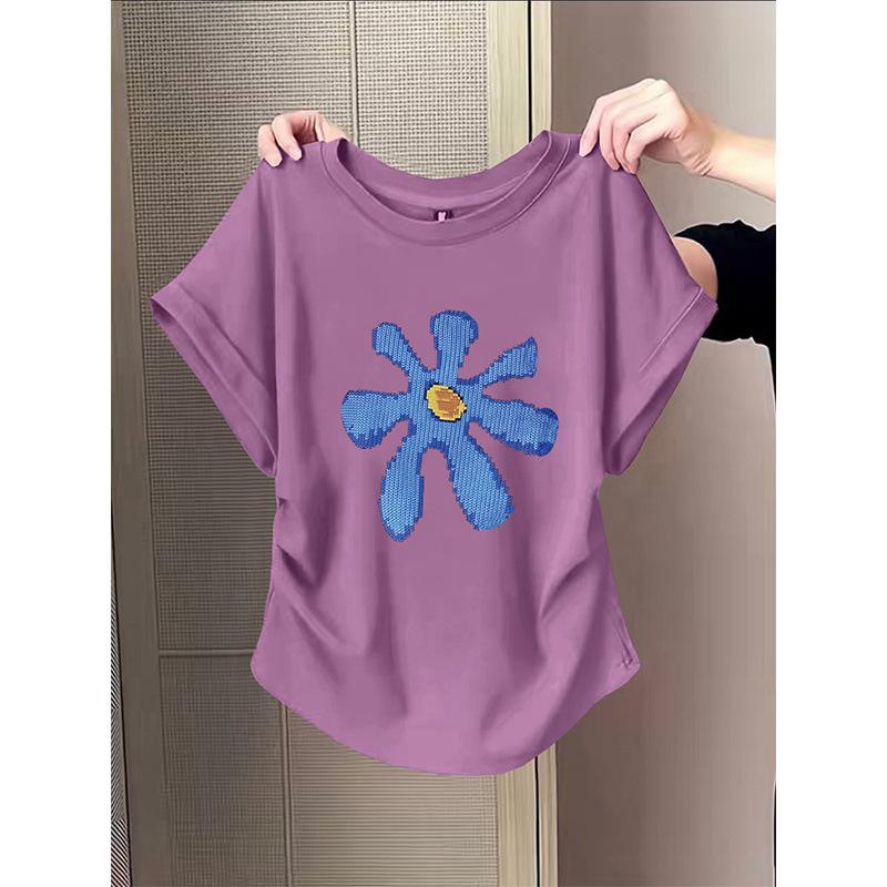 Women Summer Round Neck Short Sleeve Blue Flower Print Casual Loose T Shirt M світло-фіолетового кольору
Women Summer Round Neck Short Sleeve Blue Flower Print Casual Loose T Shirt M світло-фіолетового кольору