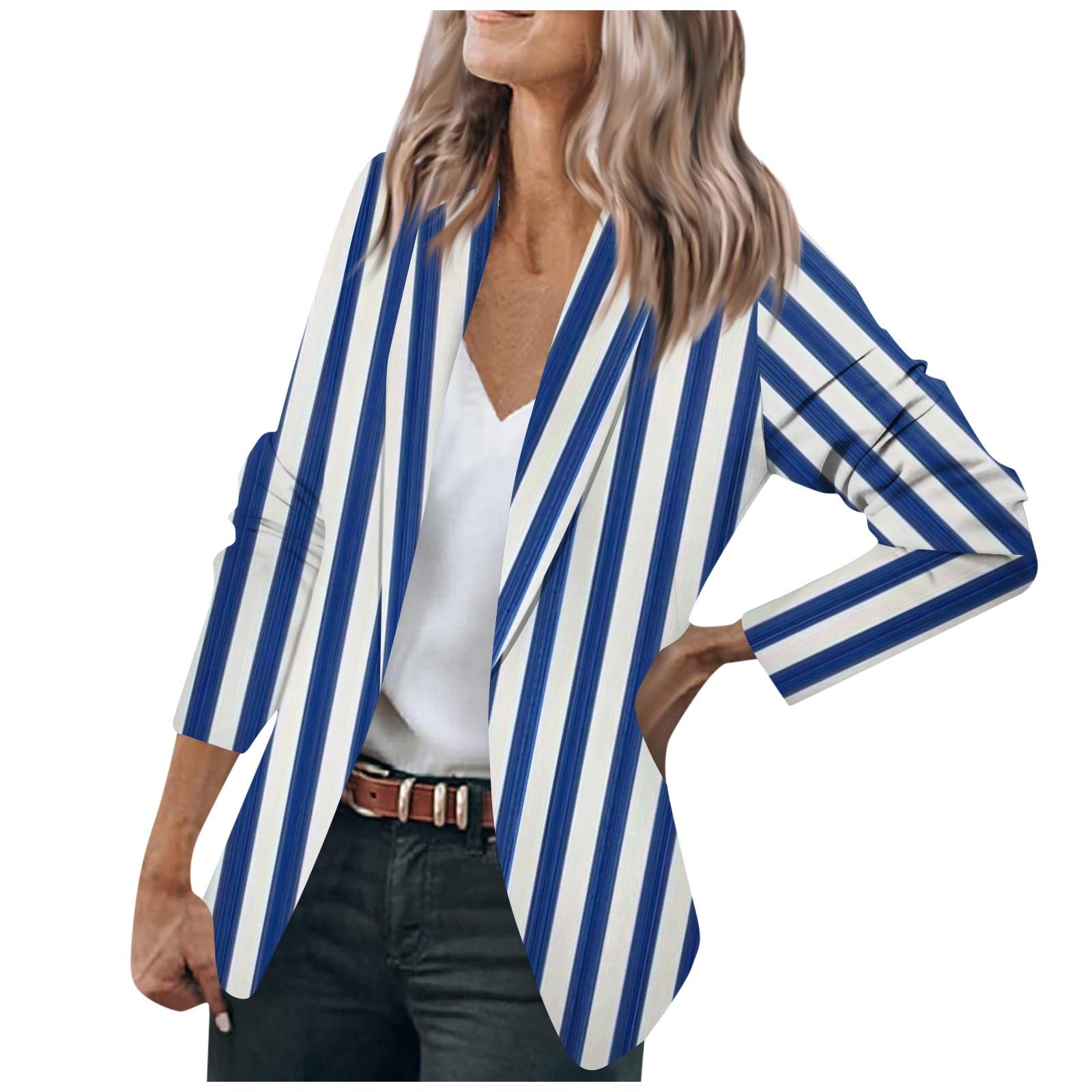 Женская куртка с длинным рукавом, кардиган с воротником в полоску и одной пуговицей, топ для бизнеса и отдыха XL синий
Женская куртка с длинным рукавом, кардиган с воротником в полоску и одной пуговицей, топ для бизнеса и отдыха XL синий