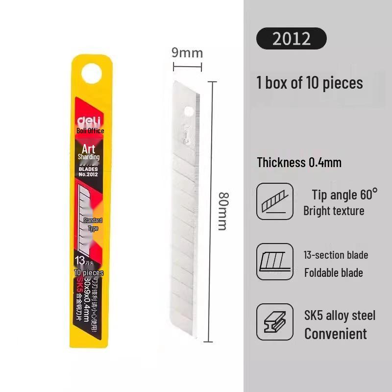 Deli 2011 Large 18mm Craft Knife Blades for Wallpaper, Paper Cutting, Film Application, Engraving, and Industrial Use
Deli 2011 Large 18mm Craft Knife Blades for Wallpaper, Paper Cutting, Film Application, Engraving, and Industrial Use