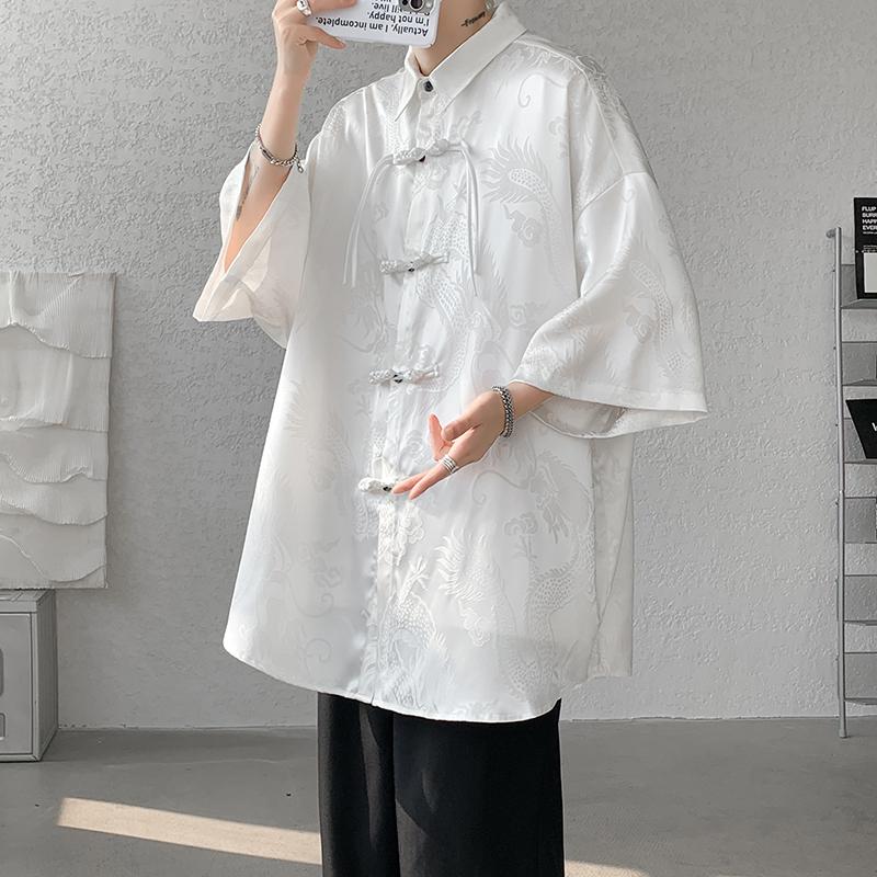 Fashion Dragon Pattern Men s Shirt Half Sleeve Solid Loose Fit Casual Casual Chinese Shirt S
Fashion Dragon Pattern Men s Shirt Half Sleeve Solid Loose Fit Casual Casual Chinese Shirt S