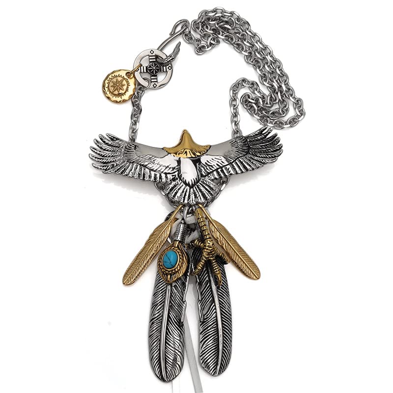 Extra Large Down Payment Eagle Necklace Luxurious Custom Turquoise Feather Necklace Pendant Silver Feather Gold Sun Gold Claw Exclusive BOX Included срібний
Extra Large Down Payment Eagle Necklace Luxurious Custom Turquoise Feather Necklace Pendant Silver Feather Gold Sun Gold Claw Exclusive BOX Included срібний