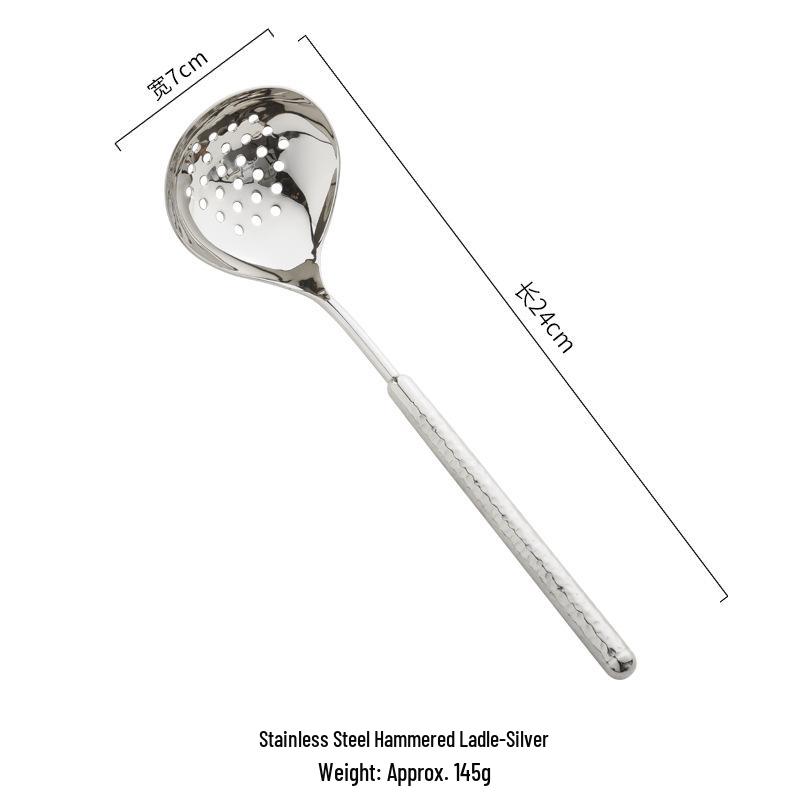 Jin Hui Stainless Steel Slotted Soup Ladle with Long Handle & Hammered Diamond Pattern
Jin Hui Stainless Steel Slotted Soup Ladle with Long Handle & Hammered Diamond Pattern