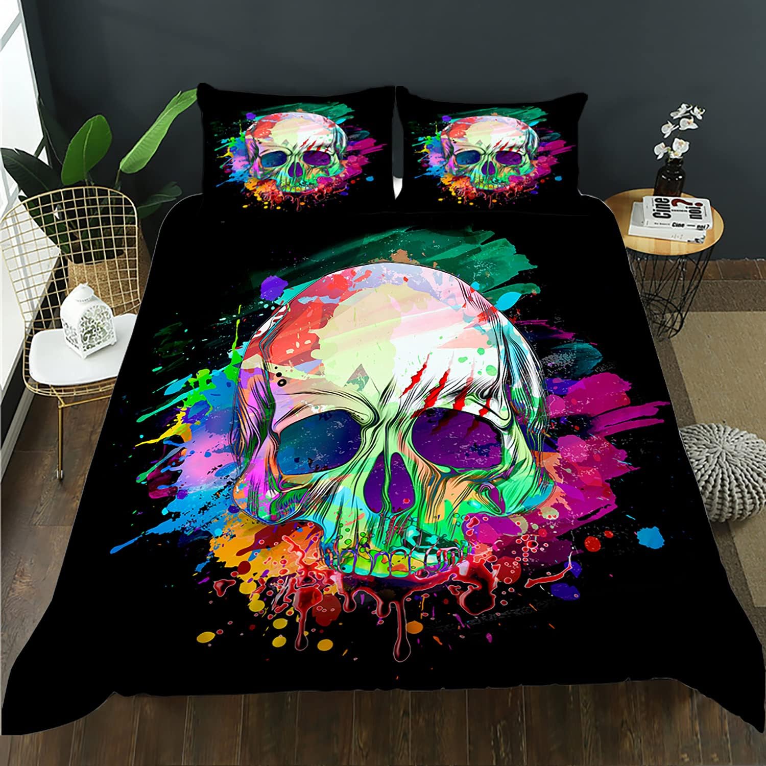 Teen Boys Skull Bedding Set King Size Comforter Cover Skeleton Theme Duvet Cover Print Skull Pattern Bedding 90X200cm
Teen Boys Skull Bedding Set King Size Comforter Cover Skeleton Theme Duvet Cover Print Skull Pattern Bedding 90X200cm