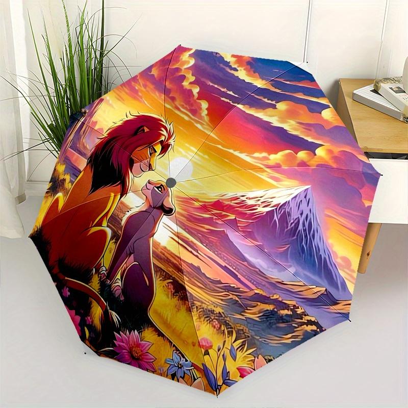 Lion King Simba Nala Fully automatic themed umbrella 8 ribs durable iron frame, tri fold compact design, perfect as a gift, travel umbrell
Lion King Simba Nala Fully automatic themed umbrella 8 ribs durable iron frame, tri fold compact design, perfect as a gift, travel umbrell