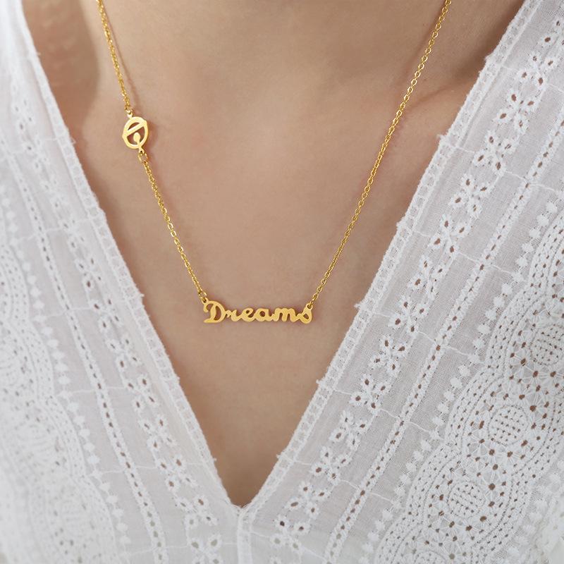 Fashion Letter Necklace Titanium Steel Personalized Letter Pendant Necklace Gold Color Charm Decoration Choker Jewelry Gift
Fashion Letter Necklace Titanium Steel Personalized Letter Pendant Necklace Gold Color Charm Decoration Choker Jewelry Gift