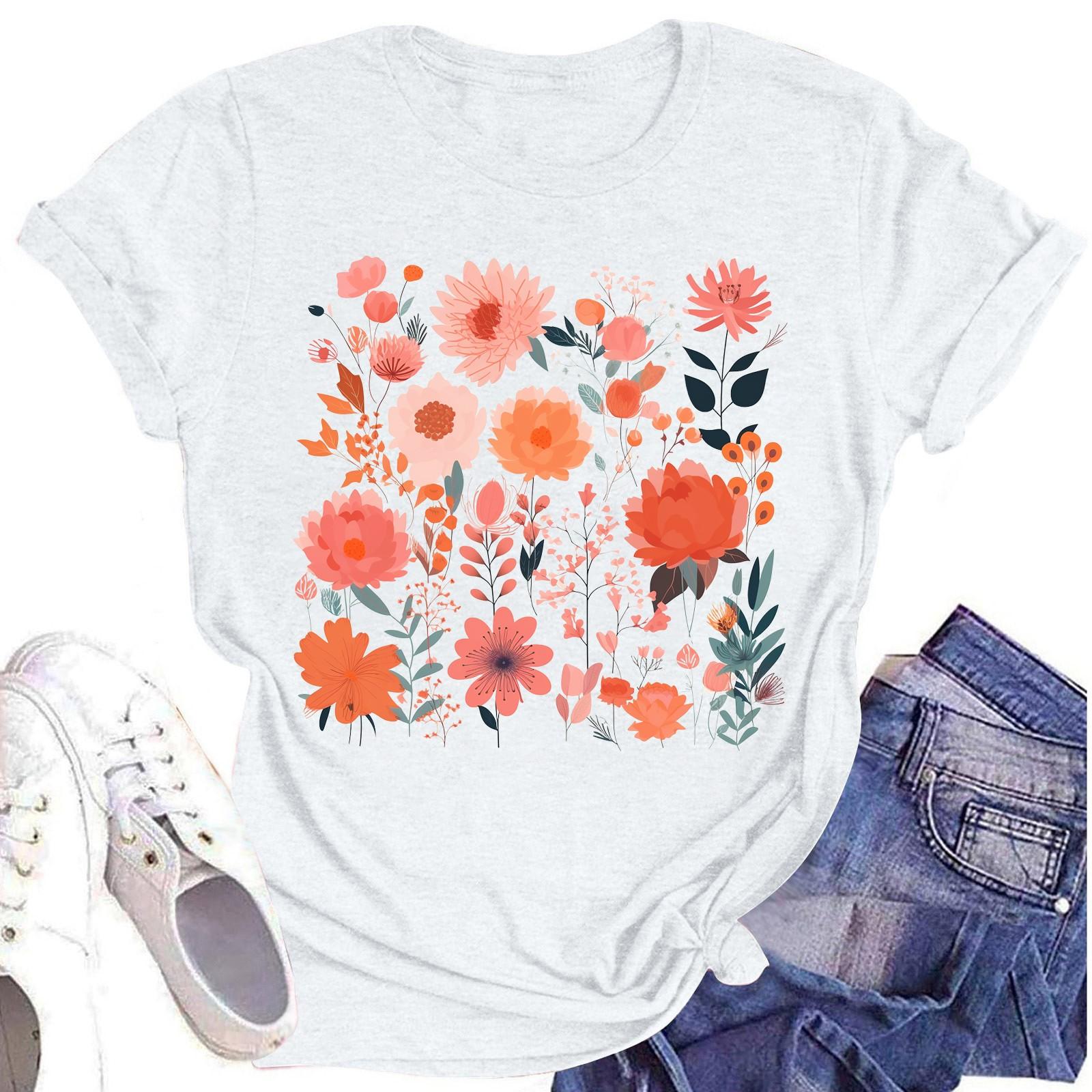 Женская повседневная футболка с круглым вырезом и цветочным принтом, короткий рукав XL белый
Женская повседневная футболка с круглым вырезом и цветочным принтом, короткий рукав XL белый