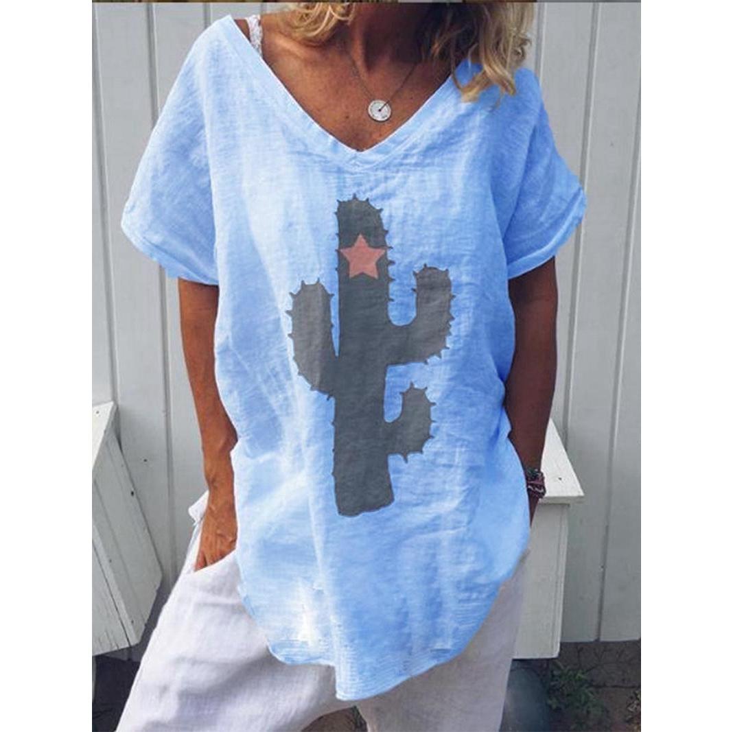 2023 Новая летняя модная футболка с короткими рукавами, топы, повседневная свободная хлопковая льняная рубашка с забавным принтом кактуса, верхняя блузка для женщин, большие размеры S-5XL 4XL синий
2023 Новая летняя модная футболка с короткими рукавами, топы, повседневная свободная хлопковая льняная рубашка с забавным принтом кактуса, верхняя блузка для женщин, большие размеры S-5XL 4XL синий