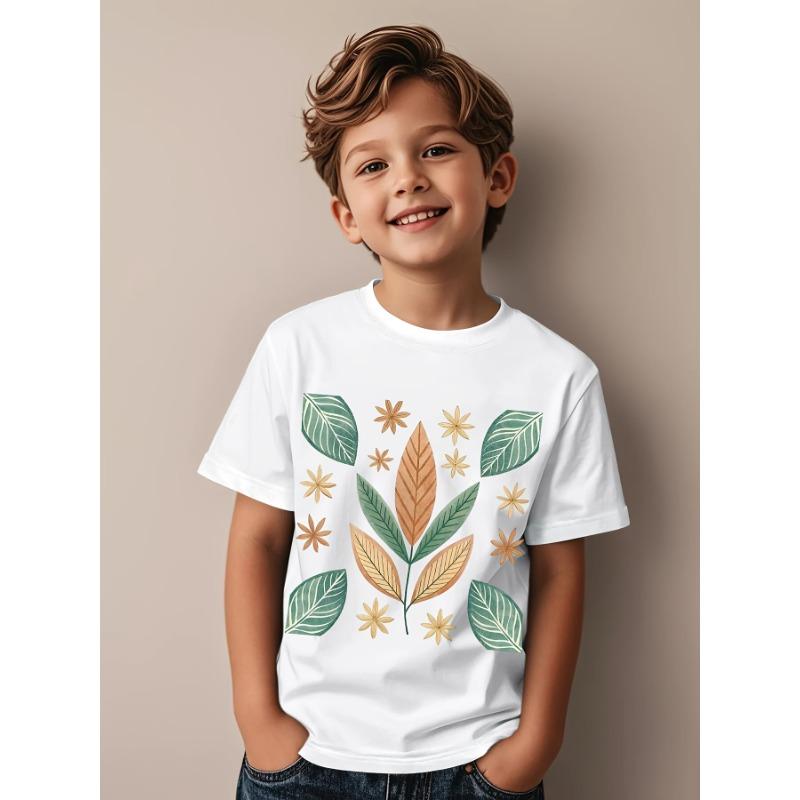 European Size Childrens Round-neck Short-sleeved T-shirt with Leaf and Flower Pattern Print 164cm білий
European Size Childrens Round-neck Short-sleeved T-shirt with Leaf and Flower Pattern Print 164cm білий