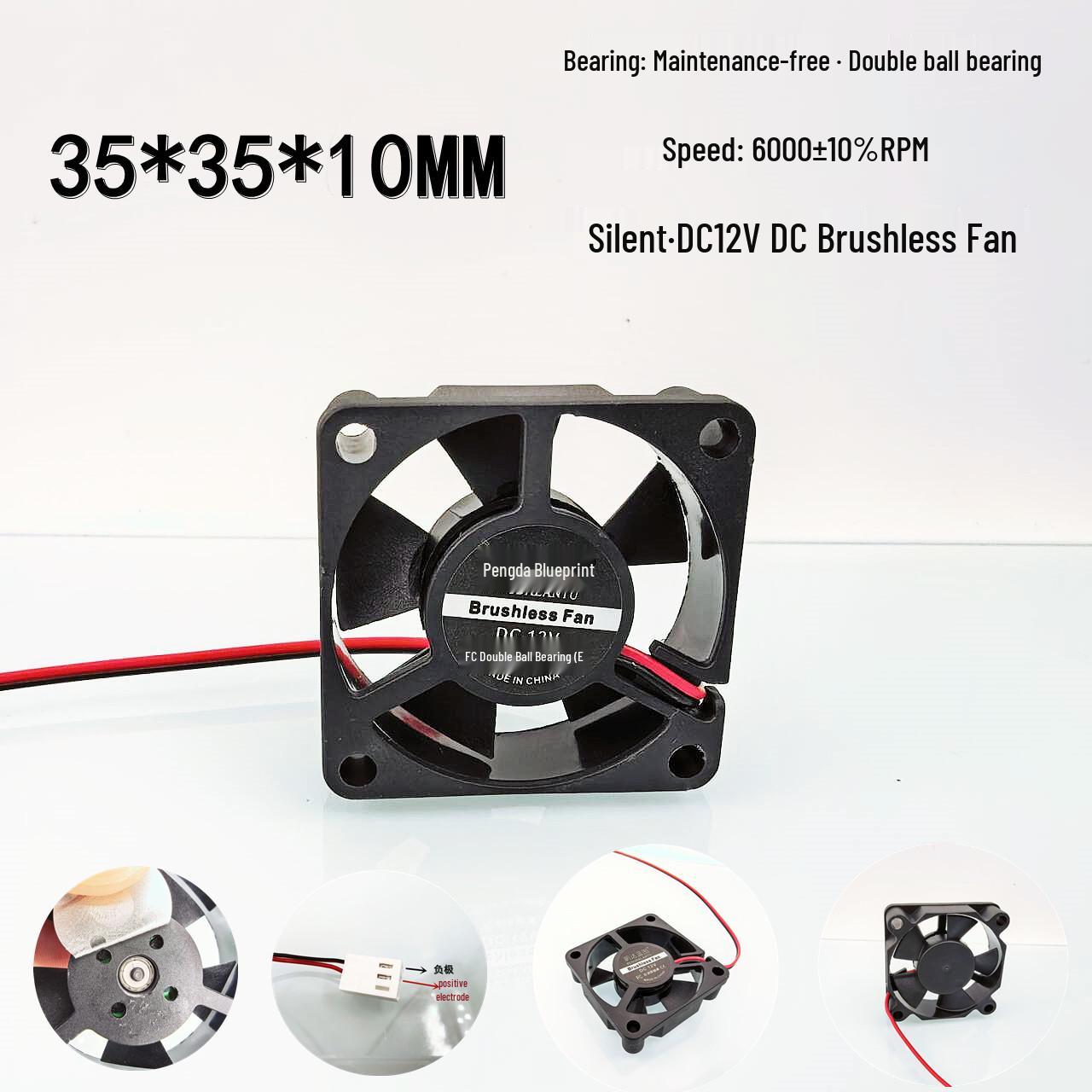 New 3510 Silent 12V 0.04A Double Ball Bearing 3.5CM DC Cooling Fan for Multi-Component Boards 2.54 male connector with approx. 28CM wire
New 3510 Silent 12V 0.04A Double Ball Bearing 3.5CM DC Cooling Fan for Multi-Component Boards 2.54 male connector with approx. 28CM wire