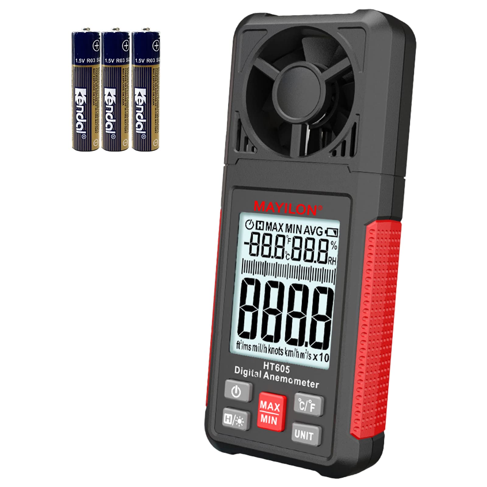 High-precision digital anemometer HT-605 with large LCD screen. Features include airflow measurement, wind direction measurement, and temperature/humi
High-precision digital anemometer HT-605 with large LCD screen. Features include airflow measurement, wind direction measurement, and temperature/humi