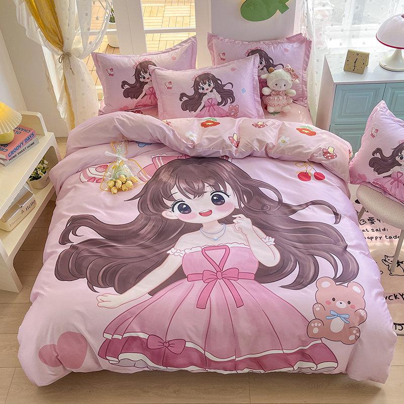 Домашний текстиль комплект из четырех предметов комплект из трех предметов покрывало с рисунком панды простыня пододеяльник четыре постельного белья Suitable for 1m2 bed 3pcs