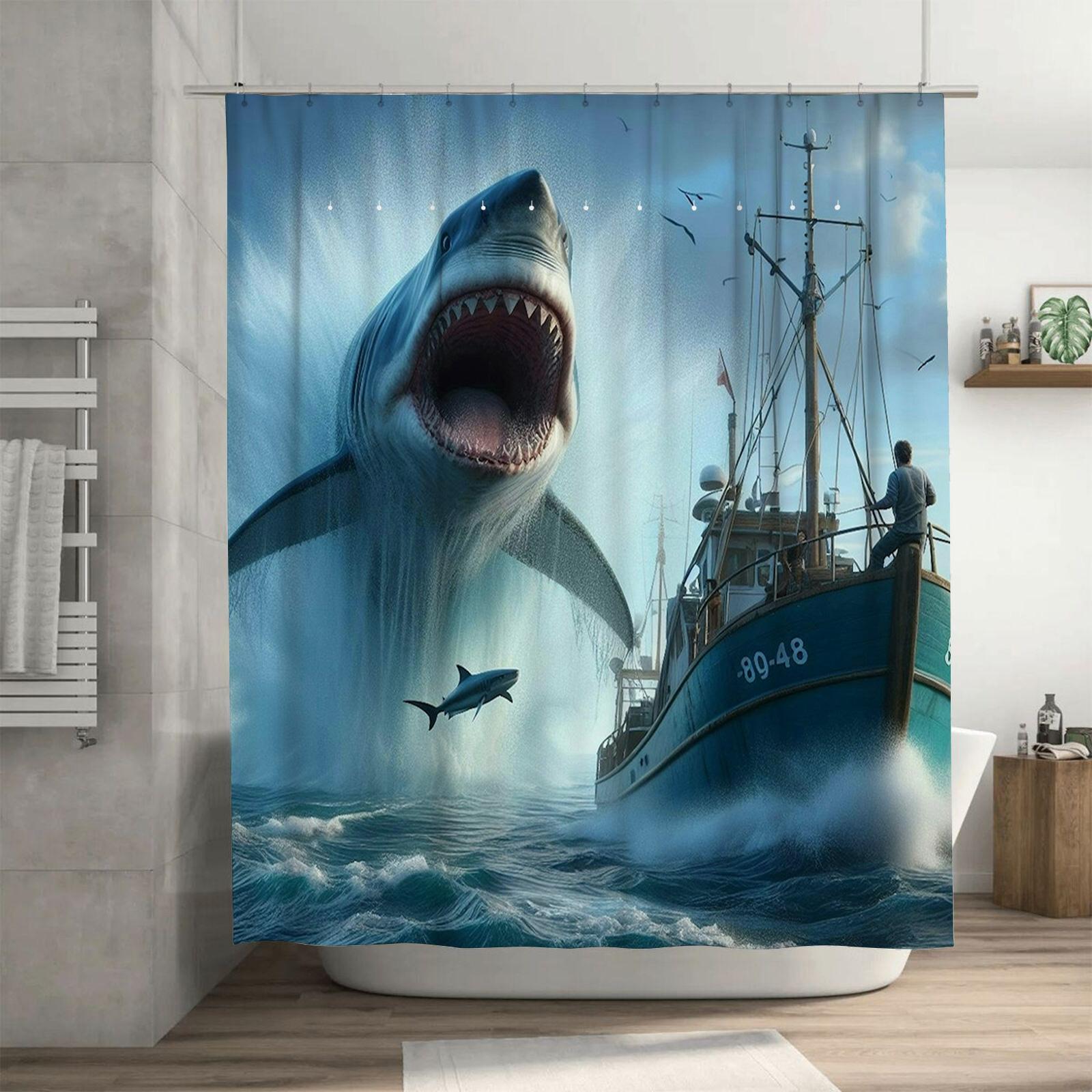 Ocean Thrill: Giant Shark Attack Waterproof Shower Curtain, Perfect For Any Bathroom Style, Fun And Vibrant Design W60H190(CM)-1 Pcs
Ocean Thrill: Giant Shark Attack Waterproof Shower Curtain, Perfect For Any Bathroom Style, Fun And Vibrant Design W60H190(CM)-1 Pcs