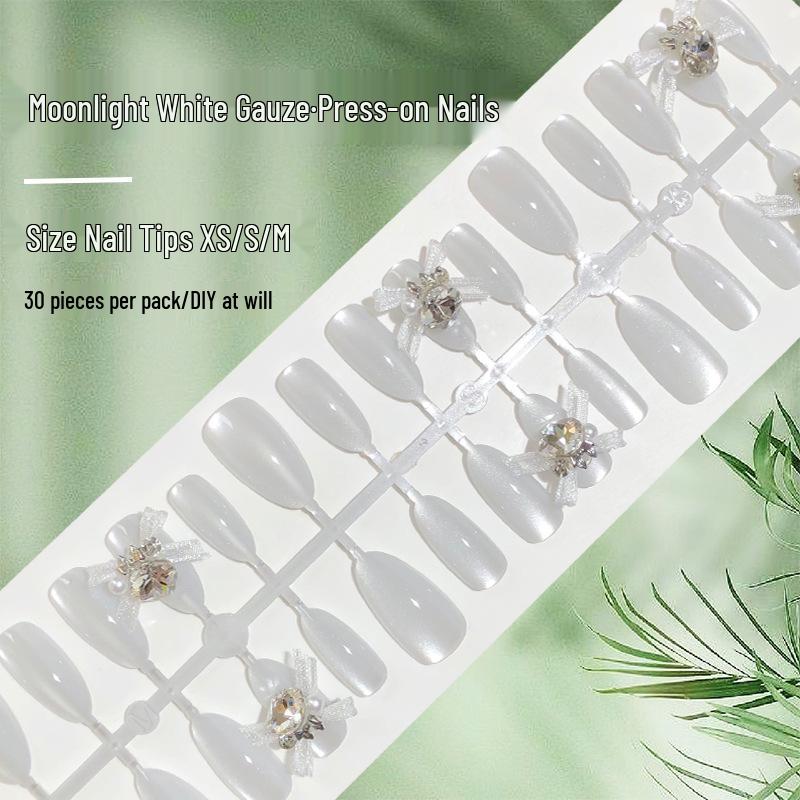 Organza Bow Diamond White Moonlight Almond Bridal Nails - Wearable Fairy Spirit Nail Patches (30 Pieces)
Organza Bow Diamond White Moonlight Almond Bridal Nails - Wearable Fairy Spirit Nail Patches (30 Pieces)