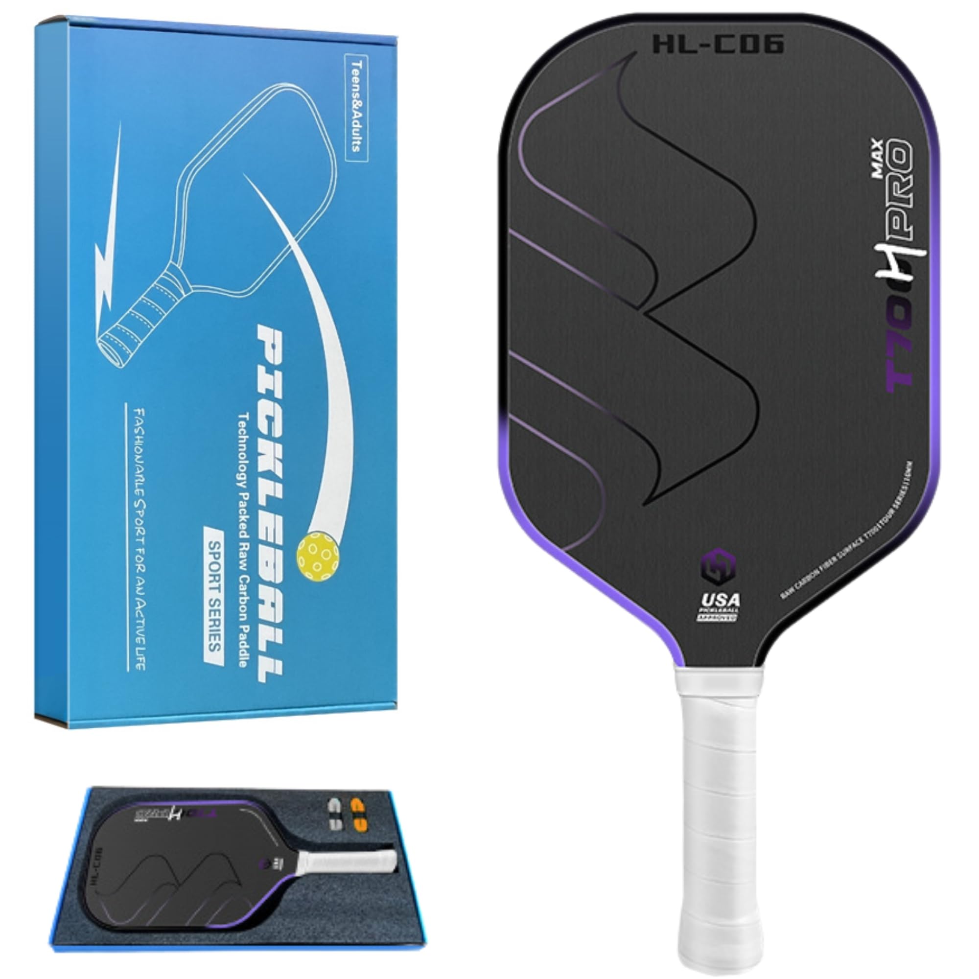 COMFYIZM Carbon T700 Pickleball Paddle 16mm Honeycomb Core Spin-Focused Beginner to Intermediate Purple
COMFYIZM Carbon T700 Pickleball Paddle 16mm Honeycomb Core Spin-Focused Beginner to Intermediate Purple
