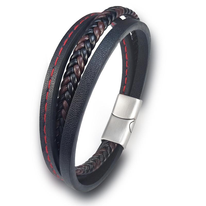 Stainless Steel Black Red Leather Bracelet Men s Stripe Mix-match Color Selection Fashion Bracelet Jewelry Birthday Party Gift 18.5cm
Stainless Steel Black Red Leather Bracelet Men s Stripe Mix-match Color Selection Fashion Bracelet Jewelry Birthday Party Gift 18.5cm