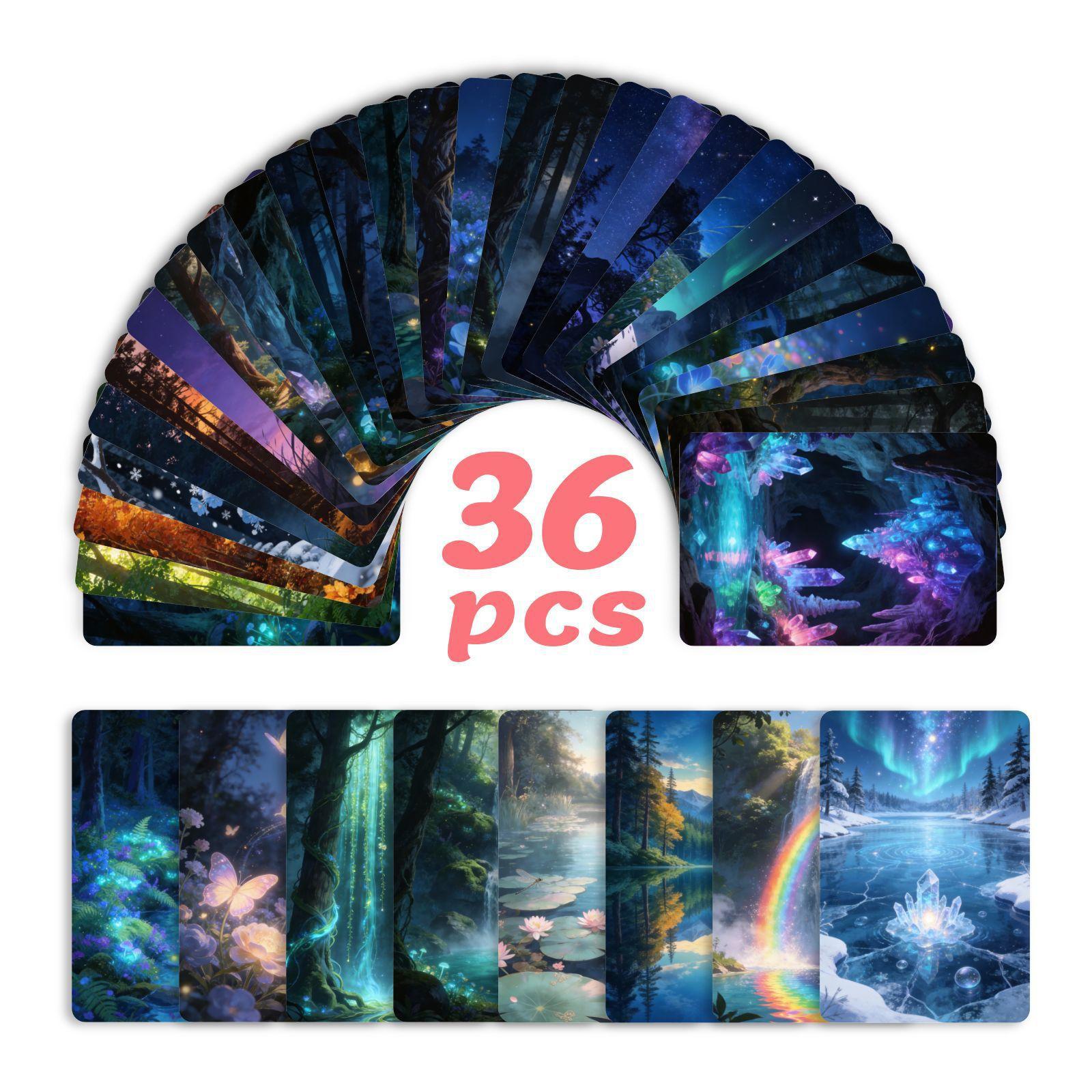 36 Magic Forest Landscape Illustration Cards, Dreamy Natural Starry Sky Aurora Hand Account Material Decoration Cards RXHB0198
36 Magic Forest Landscape Illustration Cards, Dreamy Natural Starry Sky Aurora Hand Account Material Decoration Cards RXHB0198